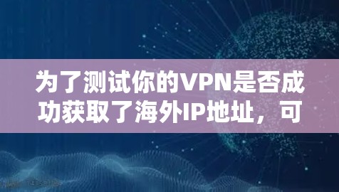 为了测试你的VPN是否成功获取了海外IP地址，可以按照以下步骤进行